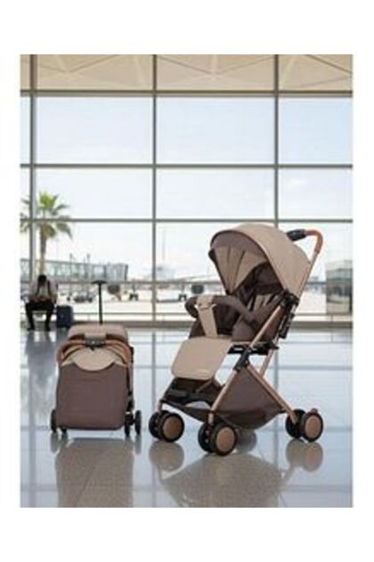 Lightweight and Foldable Travel Stroller - Brown