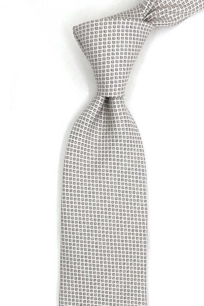 Basilio Style Beige Dot Pattern Italian Silk Tie İk2302