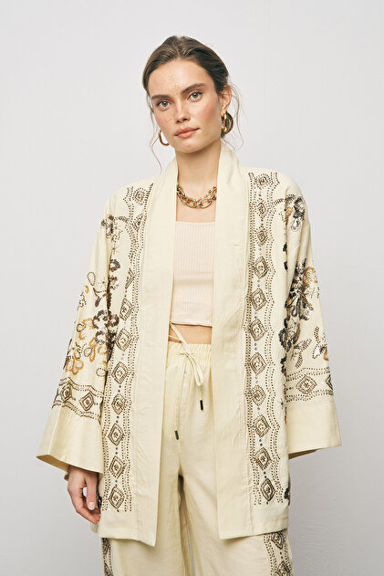 Orfeo Negro Kadın Nakışlı ve Payet İşlemeli Kimono - Fiyatı, Yorumları