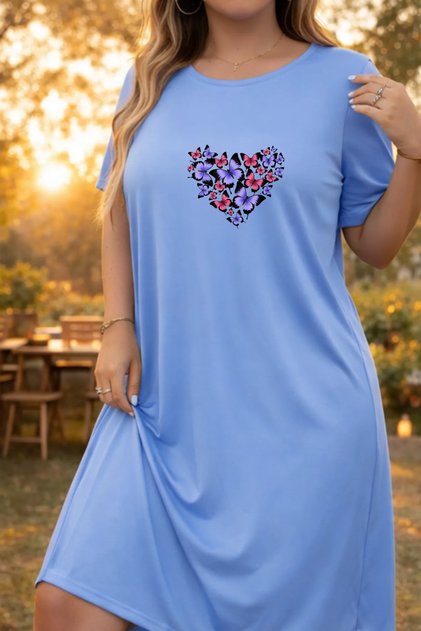 Women's Short Sleeve Crew Neck T-Shirt Dress Nightgown