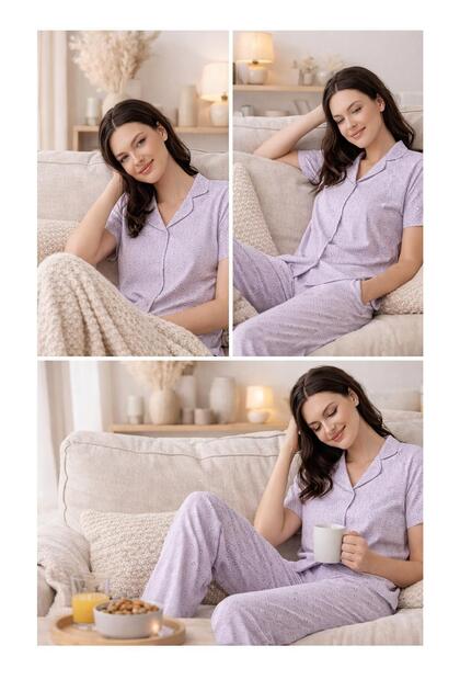Women's Pajama Set 50% Cotton 50% Modal – Soft Textured, Breathable, Casual Comfortable Pajama Set