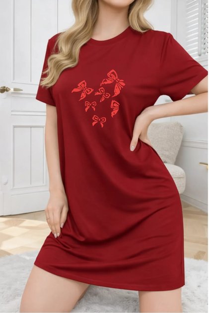 Plus Size Women's Short Sleeve Crew Neck T-Shirt Dress Nightgown