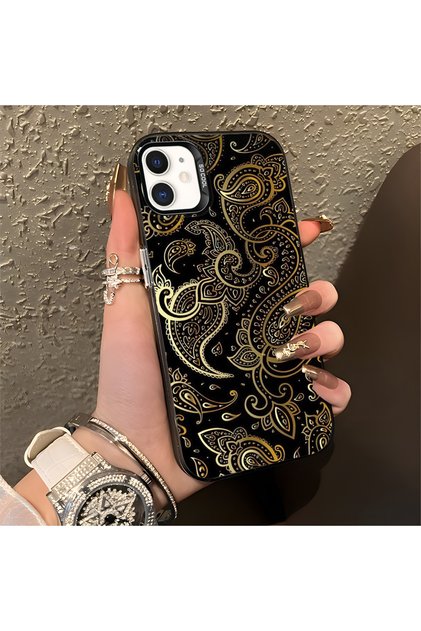Silicone Edge Hard Back Anti Fall Phone Case Carving Pattern Compatible with iPhone 11