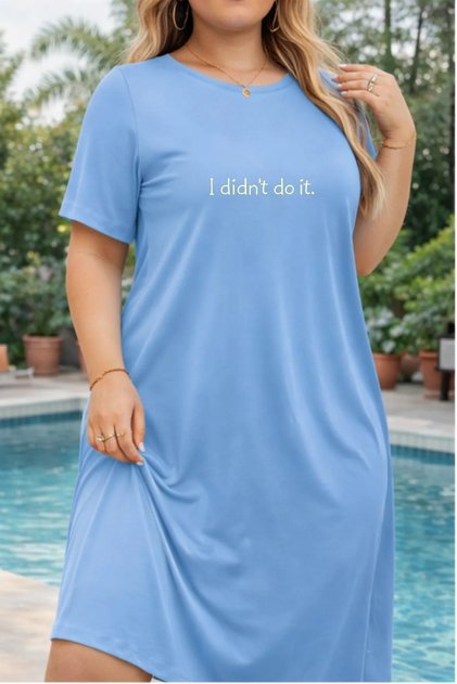 Plus Size Women's Short Sleeve Crew Neck T-Shirt Dress Nightgown