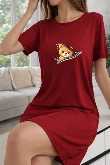 Plus Size Women's Short-Sleeve Crew Neck T-shirt Dress Nightdress