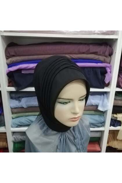siyah simsiz model hazır türban hazır şal abiye şal duvak