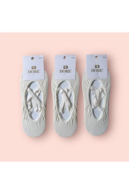 Women's Cream Color Non-Slip Pilates Yoga Socks 3 Pairs