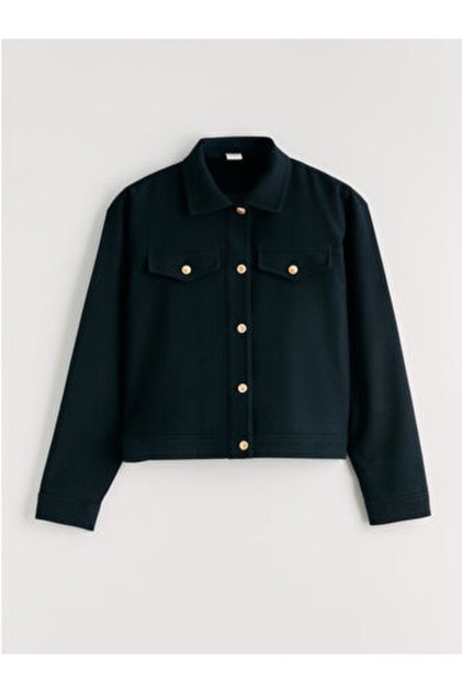 Artı-Store Girls' Jacket with Shirt Collar and Long Sleeves, Button Closure at the Front