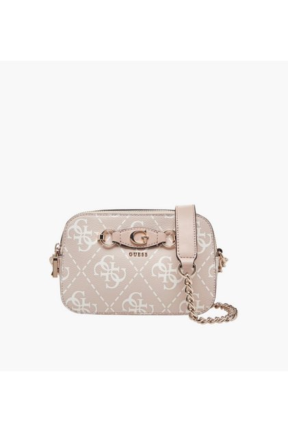 Izzy Monogram Print Crossbody Bag with Chain Strap