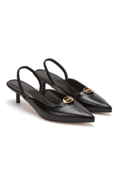 Hollywood Series Night & Event Vegan Women's Pointed Toe Buckle Detail Thin Heel Shoes