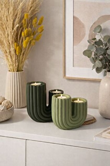 BUBUHOMEDECOR Modern Evler iin Kakts Figrl 2'li mumluk Kahverengi/Ak  Kahverengi - Fiyat, Yorumlar