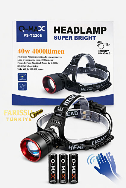 farissu Süper Parlak 4000 Lümen Sensörlü Kafa Lambası - 40W Zoomlu