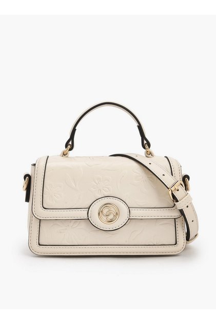 Floral Debossed Satchel Bag with Grab Handle