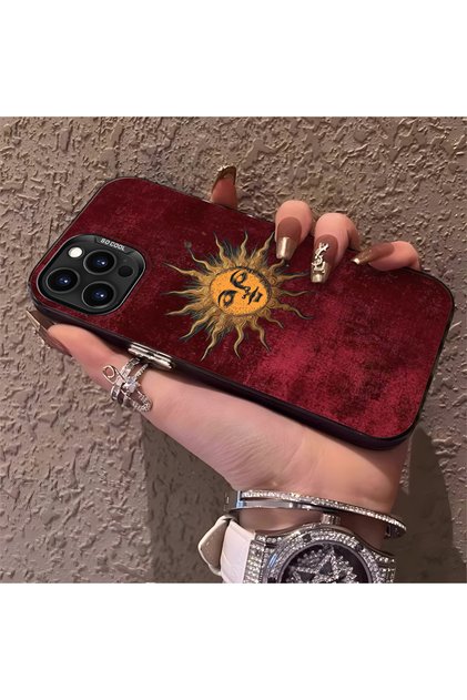 Sun Patterned Slim Hard Case with Camera Protection Compatible with iPhone 16 Pro Max