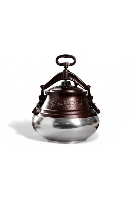Cazan sub presiune afgan din aluminiu, 15 L inox/maro