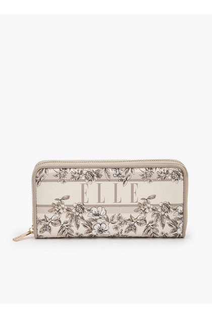 Floral Print Wallet with Zip Closure
