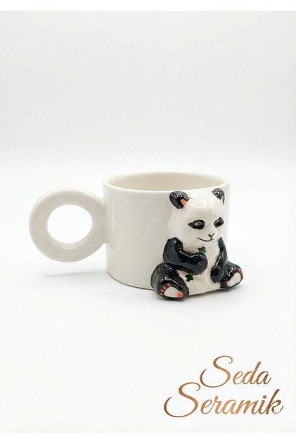El Yapımı Üç Boyutlu Panda Tasarım Kahve Mug Kupa Bardak 200 ML
