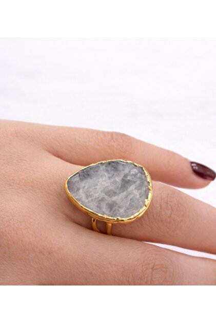 Women's Adjustable Natural Stone Ring – Handmade, Tarnish-Resistant Steel