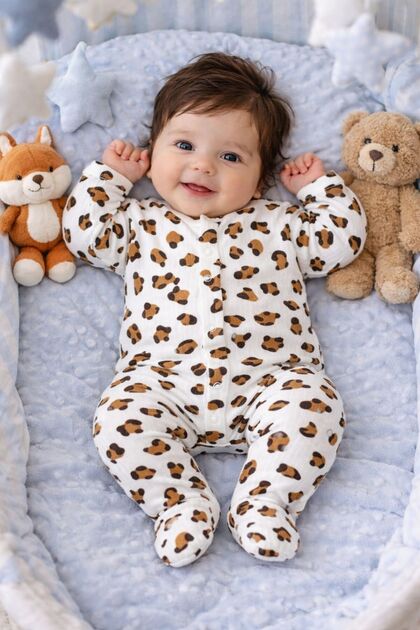 Baby Girl Single Leopard Patterned Jumpsuit Cotton Fabric