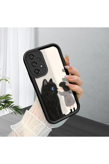 Samsung Galaxy A73 Compatible, Cute Cat Patterned Silicone Phone Case.