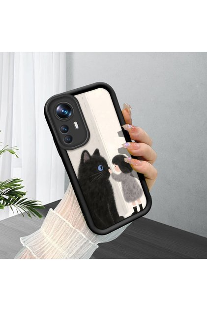 Mi 12t Compatible, Cute Cat Pattern Silicone Phone Case.