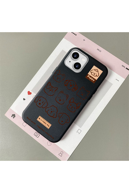 Compatible with iPhone 14 Plus/15 Plus, Cartoon Pattern Leather Texture Silicone Phone Case.