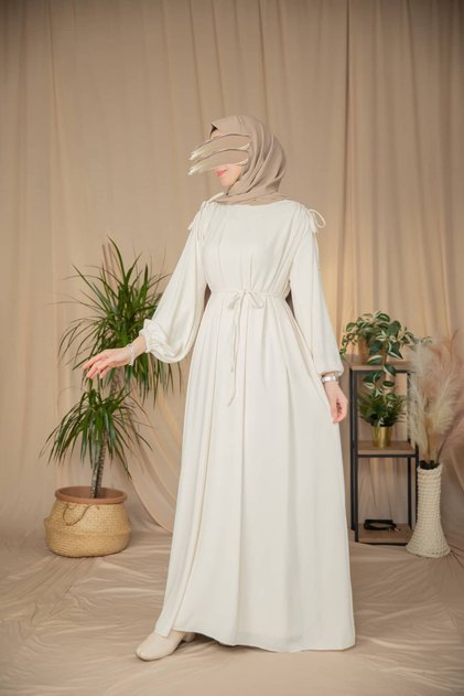Ankanoor Medine İpeği Omzu Tünel Detaylı Elbise 150 CM Anka255063