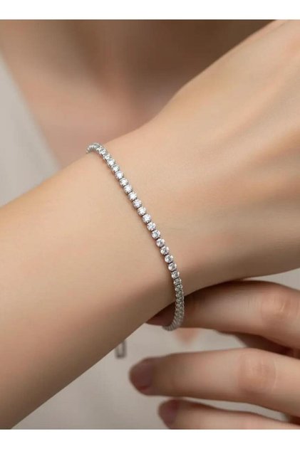 Steel Silver Mini Round Stone Waterway Bracelet - 26Slb34