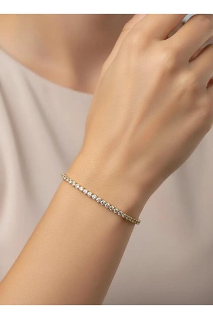 Steel Gold Round Stone Waterway Bracelet - 26Slb38
