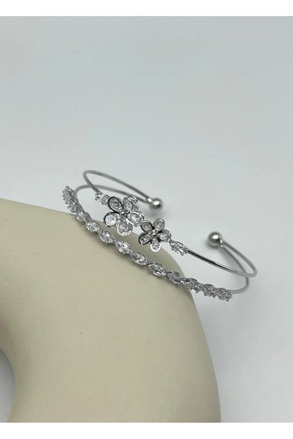 Vip Silver Flower Stone Handcuffs - 26Vipk25