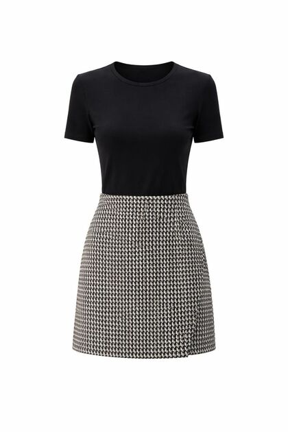 Ženska Visok struk houndstooth Sa deznom asimetrična Suknja-šorts