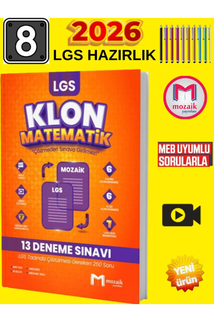 Mozaik Yayınları Klon 8.Sınıf LGS Matematik 13'lü Deneme (260 Soru