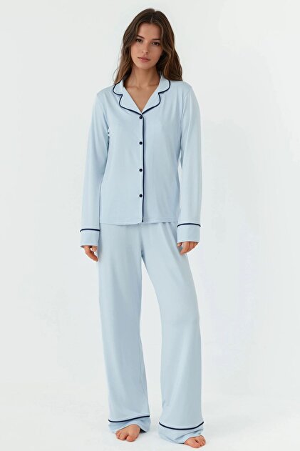 Shirt Collar Extra Soft Relaxed Fit Long Sleeve Pajama Set