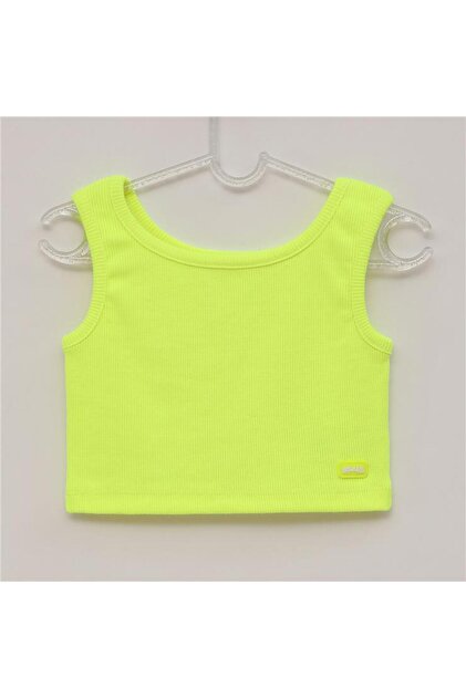 WANEX Kız Çocuk Sıfır Kol Crop Tişört - 32533 - Neon Sarı - Fiyatı