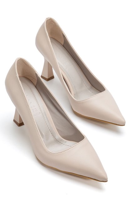 Women's Beige Skin Pointed Toe Thin Heeled Stiletto