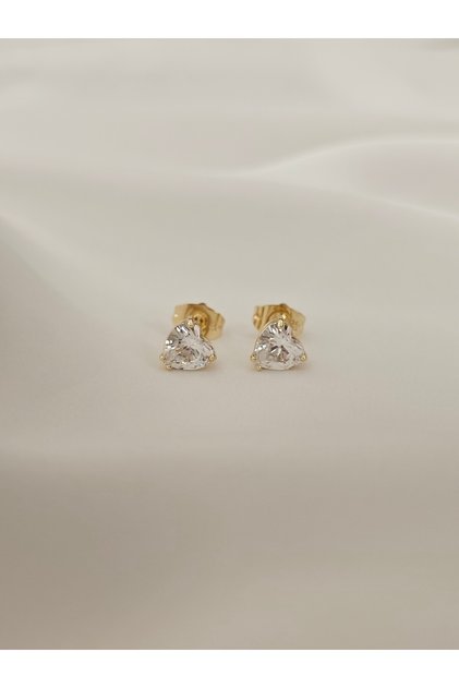 Women's Tarnish-Resistant Xuping Heart-Shaped Stone-Studded Daily Wear Nail Model Earrings