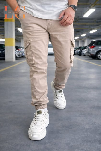 Men's Pants with Pockets, High Waist, Zippered Elastic Cuffs