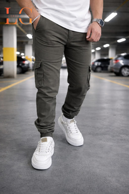Men's Pants with Pockets, High Waist, Zippered Elastic Cuffs