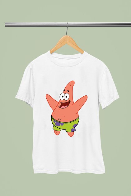 Spongebob Printed Cotton Short-Sleeved Regular Fit Youth and Children's T-Shirt