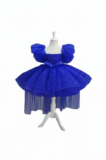 Girl's Beaded Detailed Tutu Dress, Balloon Sleeve Princess Model Special Occasion Dress