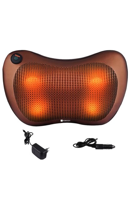 Μασάζ Neck Pro 20W, Μαξιλάρι αυχένα ή οσφυϊκής χώρας, Θέρμανση, Πρίζα και Προσαρμογέας αυτοκινήτου, Καφέ