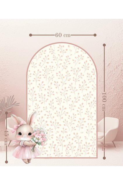 Çiçekçi tavşan ve çiçekli fon doğum günü seti 100x60 tavşan 45 cm