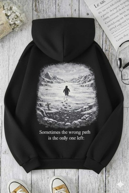 Unisex Men/Women Colorful Yalnizpenguen Custom Printed Cotton Oversized Hooded Sweatshirt