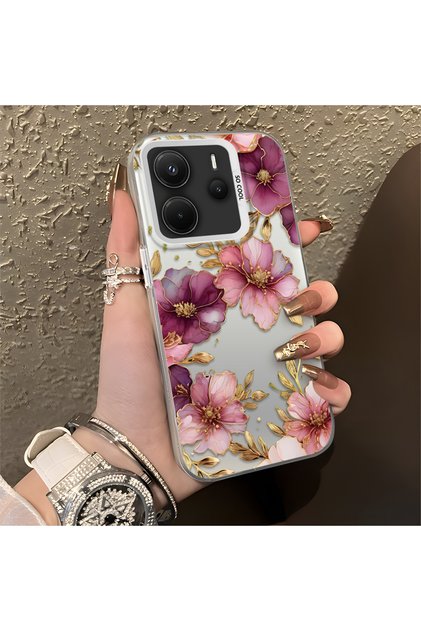 Redmi Note 14 Compatible, Light Luxury Floral Pattern, Shock Protective Phone Case