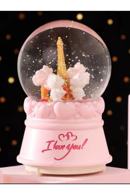 Maxi Boy Teddy Love Bear Işıklı Müzikli Püskürtmeli Kar Küresi Sevgiliye Hediye