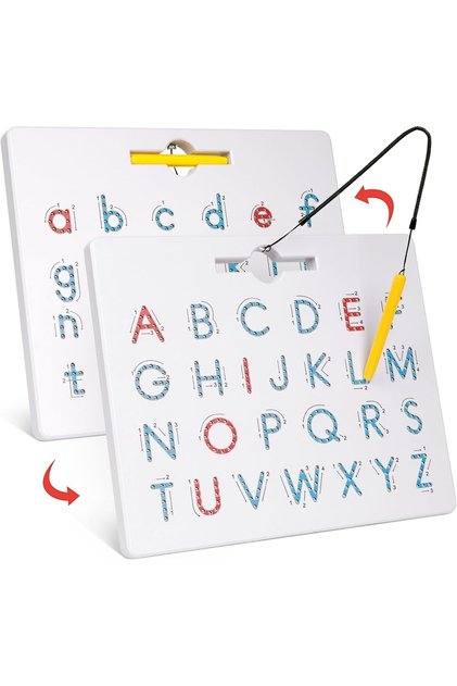 Magnetic Double Sided ABC Alphabet Tracing Board,2-in-1 Preschool Handwriting Practice Toy,Educational Learning Tool for Toddlers