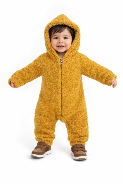 Winter Sweet Baby Plush Jumpsuit Hooded Zipper Winter Fleece Astronaut Jumpsuit Unisex