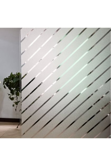 Folie Decorativa pentru Geam 60 x 200 cm – Linii Oblice pentru Intimitate si Protectie Solara