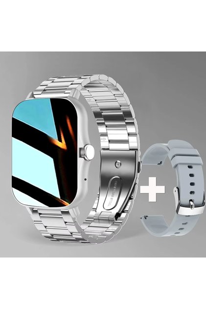 Silvery Steel Strip LAXASFIT 2025 New Smart Watch for Men Women Gift Full Touch Screen Sports Fitne