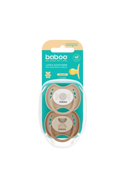 Calmy Round Latex Pacifier Brown, 2 pieces, 0 months+